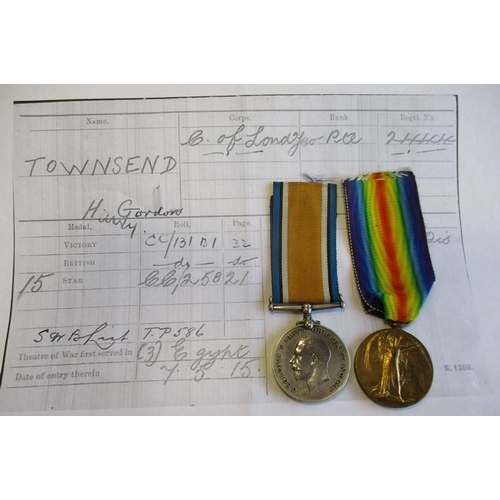 2 - WW1 range to Co of London Yeomanry with 1. 1914-15 Star to 2810 Pte W. Hunter C. Of Lond Yeo with co... 