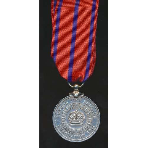 51 - 1911 London Fire Brigade Coronation Medal to Coachman J.J. Lay small edge knock by rank, very fine. ... 