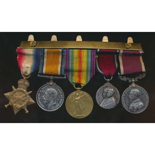 57 - 1914-15 Star trio, 1935 Silver Jubilee Medal and KGV Army LSGC to 15976 Pte W. Anderson S Lan R. (Ju... 