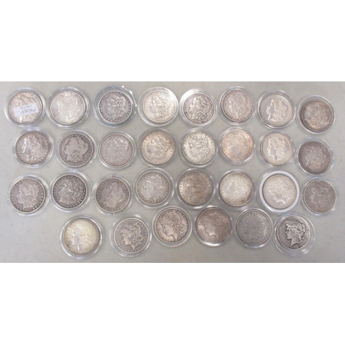 707 - USA. Collection of dollars in mixed condition with 1878, 1880O, 1882, 1882O, 1884 (2), 1885, 1885O, ... 