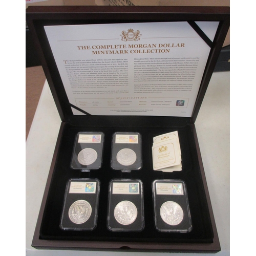 709 - USA. The Complete Morgan Dollar Mintmark Collection with 1891CC, 1891O, 1921S, 1921D and 1921P in ha... 