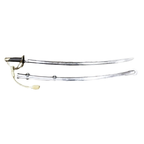 97 - US 1862 cavalry sword and scabbard, ricasso marked U.S/ADK/1862, reverse AMES MFG Co/Chiopee/Mass, l... 