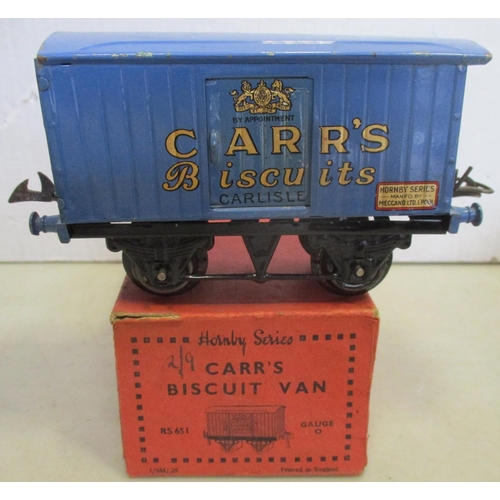 473 - Hornby. O Gauge rolling stock collection including Carr’s Biscuit Van No RS651, Rotary Snow Plough, ... 