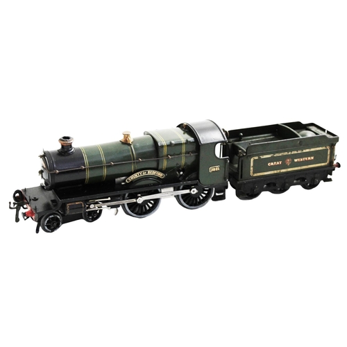 482 - Hornby. O gauge clockwork (without key) Great Western green 3821 County of Bedford 4-4-0 locomotive ... 