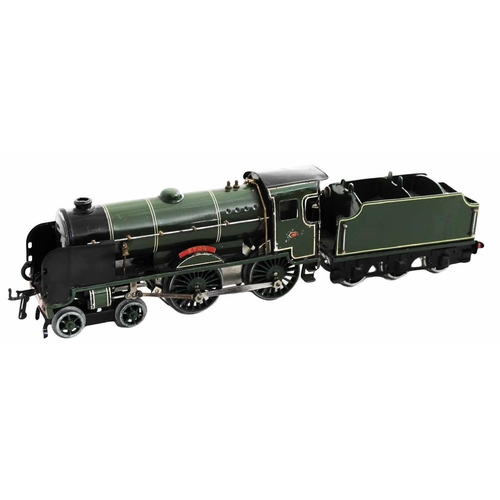 483 - Hornby. O gauge Southern green 900 Eton 4-4-0 clockwork (without key) locomotive No. 4 and tender (r... 