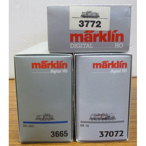 587 - Marklin. Trio of HO gauge Digital locomotives, excellent in excellent boxes, with Nos. 37072, 3665 a... 