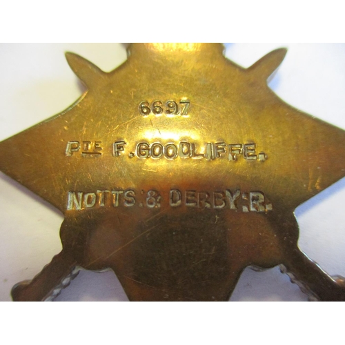 175 - 1914-15 Star trios to 1. 899 Sjt J. Lynch Manch R. (Cpl on Star) very fine. With copied MIC, landed ... 