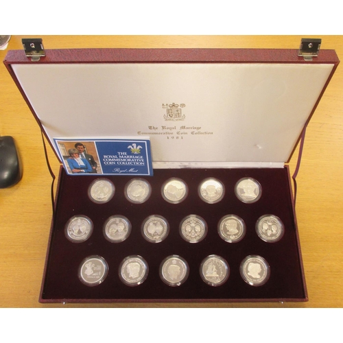 585 - 1981 'The Royal Marriage Commemorative'  silver proof cased set of 16 FDC, with Royal Mint certifica... 