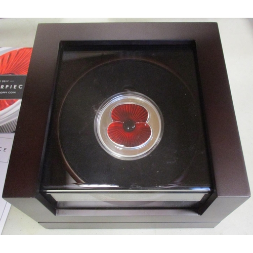 596 - Jersey. 2017 £10 Poppy 155.53g silver proof FDC in plush transparent display box by Westminster. (½B... 