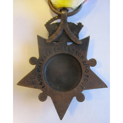 89 - 1881 Kabul to Kandahar Star to 1450 Private Thos Lynch 2/60 Foot, part of top of crown missing, othe... 