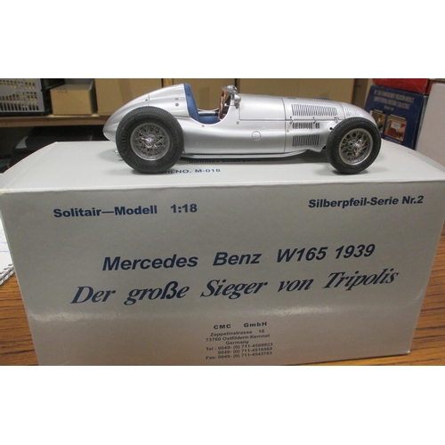 281 - CMC. 1:18 scale 1939 Mercedes Benz W165 No. M-018, silver body with blue fabric interior and detaile... 