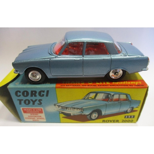 287 - Corgi. Collection including Chevrolet Fire Chief No 482, Rover 2000 No 252 blue, VW Karmann Ghia No ... 