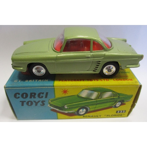 287 - Corgi. Collection including Chevrolet Fire Chief No 482, Rover 2000 No 252 blue, VW Karmann Ghia No ... 