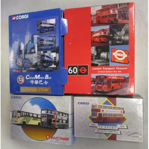 295 - Corgi. Bus and coach collection including triple sets (3),  50th Anniversary, Hong Kong City Bus, tw... 