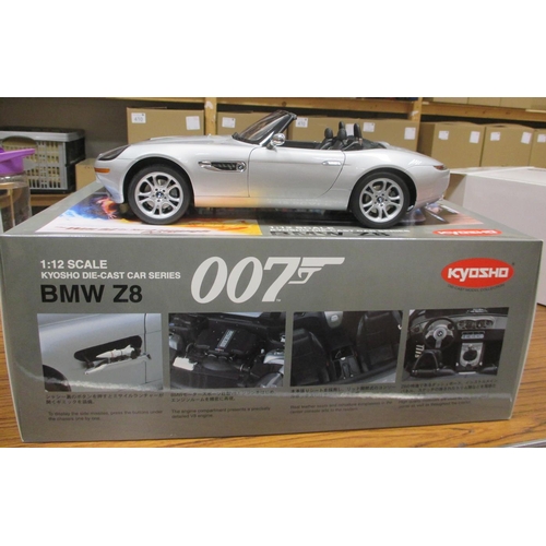 326 - Kyosho. 1:12 scale Diecast silver James Bond BMW Z8 from 'The World is Not Enough' with grey/black r... 