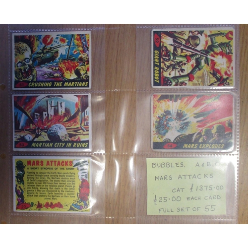 35 - A. & B.C. 1965 Mars Attacks set, in fair to good cond., with odd better card, 10 have creases. Cat. ... 