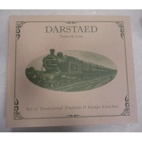 356 - O Gauge modern range with Darstead LB&SCR brown and cream coaches 540 & 85 in triple set box, BP bog... 