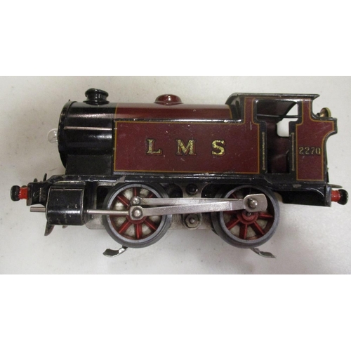 369 - Hornby. O Gauge mainly unboxed range with 20V LMS maroon 2270 0-4-0T, c/w LMS 2120 0-4-0T, Pullman c... 