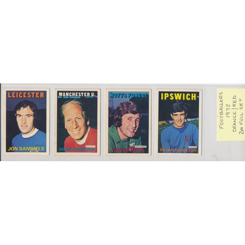 38 - A. & B.C. 1972 Footballers orange/red 1-219 set, in good to very good cond., apart from the odd smal... 