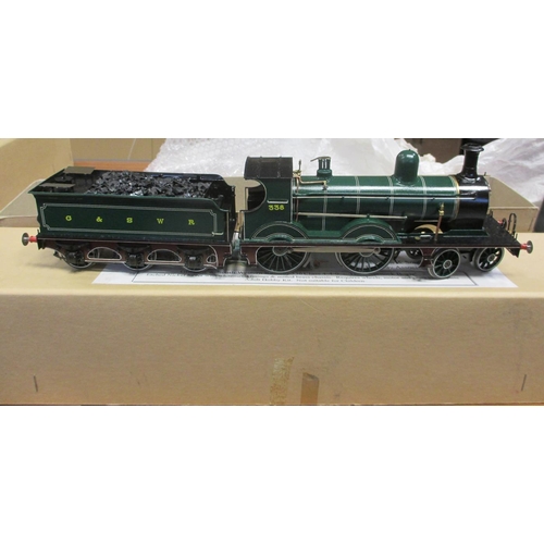 381 - Sou' West Kits. O gauge, G&SWR Green No. 338 4-4-6 locomotive and tender, built and painted to an ex... 