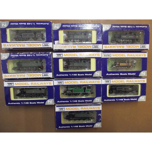 392 - Dapol. N gauge range of tank engines generally mint in good to good plus boxes with ND004, ND009, ND... 