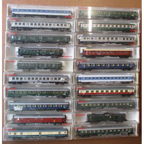 400 - Fleischmann. N gauge collection of 8 wheel coaches etc, generally mint in good to excellent boxes. Q... 