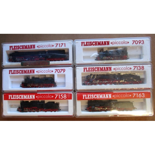 402 - Fleischmann. N gauge range of DB black steam locomotives generally mint in excellent to mint boxes w... 