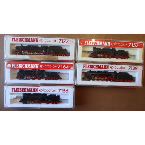 407 - Fleischmann. N gauge range of DB black steam locomotives generally mint in good plus or better boxes... 