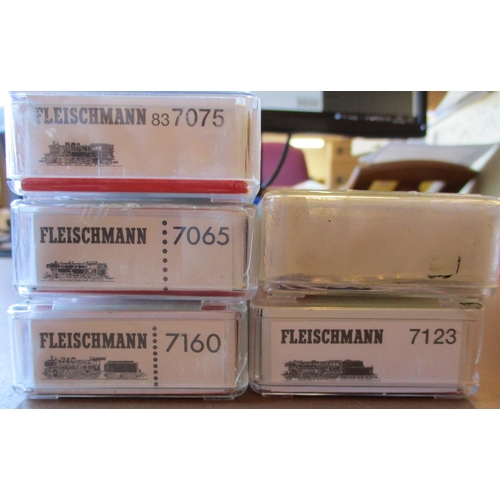 408 - Fleischmann. N gauge range DB black steam locomotives generally mint in good to excellent boxes with... 