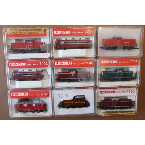 410 - Fleischmann. N gauge range of electric locomotives generally mint in good to excellent boxes with 72... 