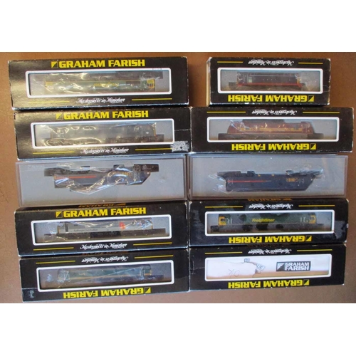 414 - Graham Farish. N gauge range of diesel locomotives, generally mint in good to excellent boxes with 3... 