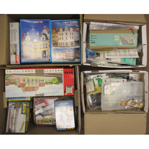 453 - Large accumulation of mainly HO gauge accessories in 11 boxes, with unmade kits (mainly buildings) b... 