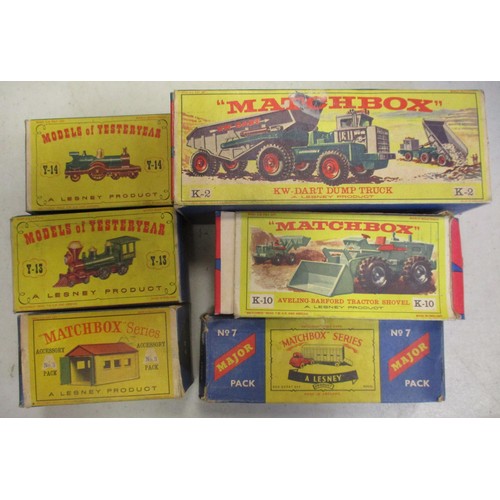 338 - Matchbox. Collection including BP Service Station No MG-1 (incomplete), Major Packs Nos M-6, M-7, M-... 