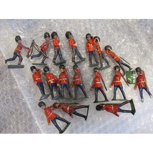 228 - Earlier collection of unboxed British & Scottish infantry, Guards and bands figures by Britains, Joh... 