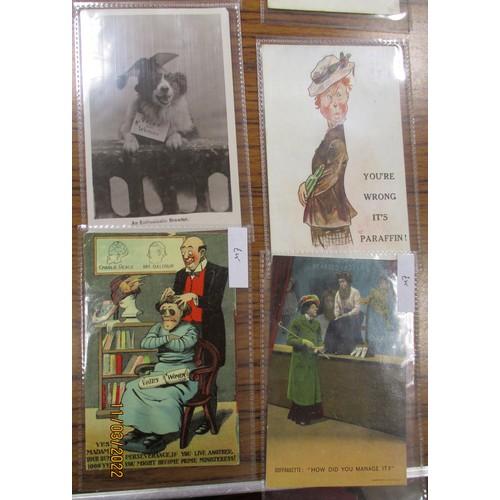 147 - Suffragettes. Comic coln. in mxd. cond. Artists noted incl. Donald McGill, Violet Roberts and Cynicu... 