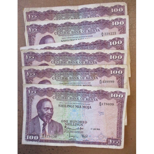 120 - World range, strength in Kenya with 100 shillings 1968 fair/fine (6), 1969 fair/ good fine (10), 197... 