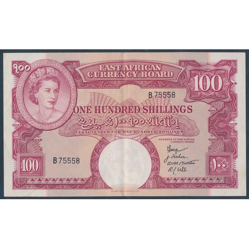 141 - East Africa. 1958-60 100 shillings B75558 extremely fine. (Krause 40a) (See photo) (N)