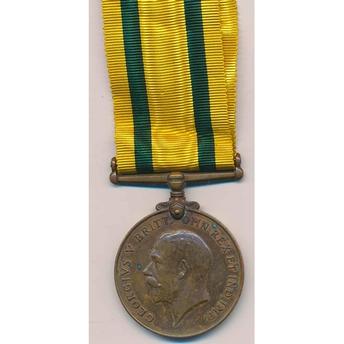 39 - WW1 Territorial Force War Medal to T-2014 Pte F.R. Snow The Queen's R. several minor verdigris spots... 