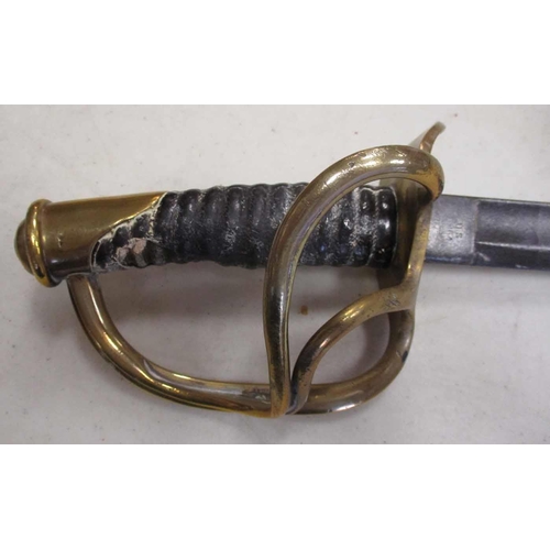 58 - 1864 US Cavalry sword, ricasso marked U.S./1864/***, no scabbard, damage to grip, no wire, unidentif... 