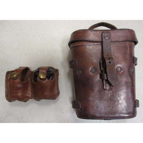 66 - Mixed collection with 2 leather pistol holsters, 2 webbing pistol holsters, 1915 Short & Mason Verne... 