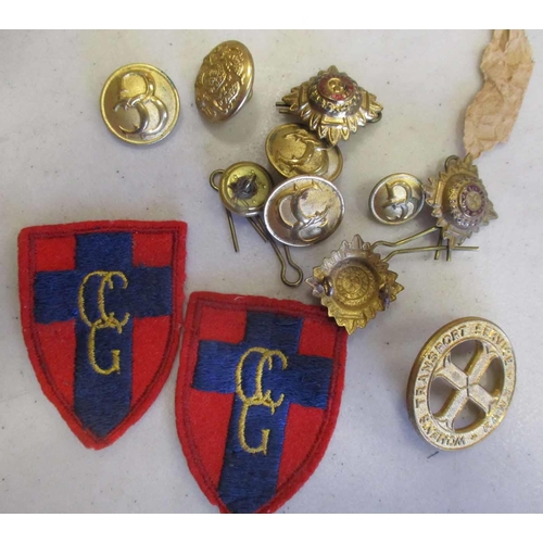 67 - Mixed collection including ASC lady's gilt waist belt and buckles, Red Cross medals, badges, range o... 