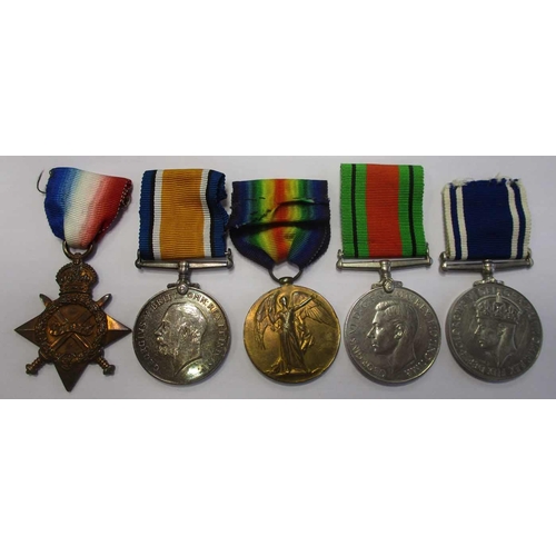 7 - WW1 & WW2 family range with:
1. 1914-15 Star trio, WW2 Defence Medal and KGVI Police LSGC to 54328 G... 