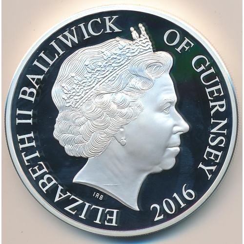 730 - Guernsey 2016 £10 boxed 5oz silver proof FDC. (R)