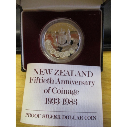 731 - New Zealand. Collection of boxed silver proofs FDC $1 1972, 75 (2), 76 (2), 77 (2), 78 (2), 79 (3), ... 