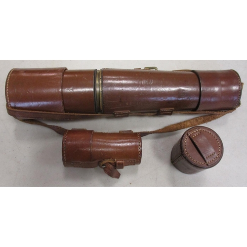 79 - Leather cased telescopes with 1. Sniper spotter 3 draw marked Tel Sig Mk VI also G.S. H.C.R. & Son L... 