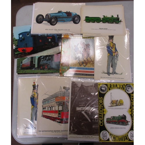 230 - Collection with Prescott-Pickup postcard sets (5, incl. Falklands Taskforce, Railway Locomotives, Ro... 