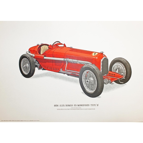 232 - Prescott-Pickup. Pair of prints, featuring 1934 Alfa  Romeo P3 Monoposto Type 'B' and 1934 Grand Pri... 