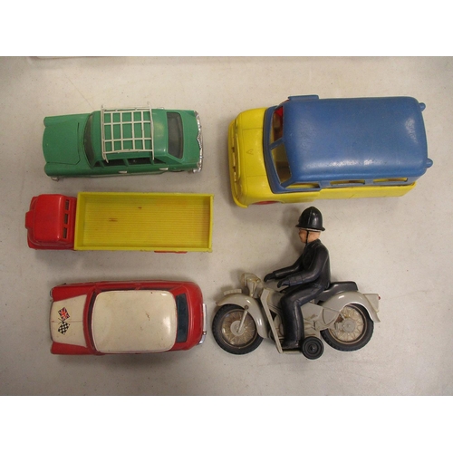 244 - Mainly plastic friction drive collection including Marx Donald Duck Disney Delivery M/Bike, Tudor Ro... 