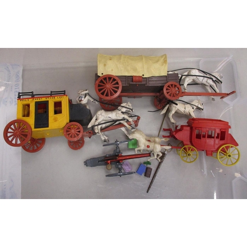 262 - Wild West collection by Timpo, Britains including Swoppets, Crescent, Lone Star etc including Stage ... 