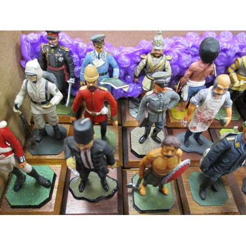 263 - Model soldiers including war diorama, soldiers on plinths and mixed figures including Hussars, river... 